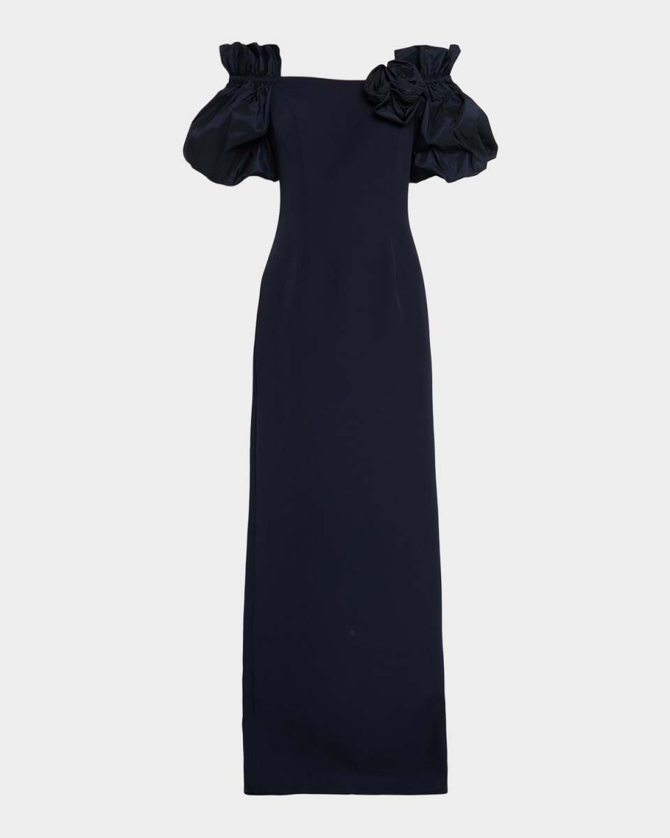Off-Shoulder Crepe Column Gown